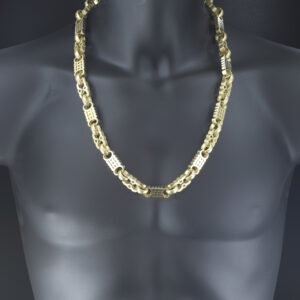 9ct Yellow Gold Stars &#038; Bars Chain 28&#8243; 14mm