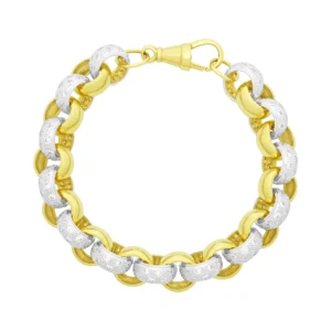 9ct Yellow Gold Gemstone Belcher Bracelet 8&#8243; 12mm