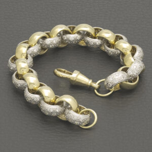 9ct Yellow Gold Gemstone Belcher Bracelet 8&#8243; 12mm