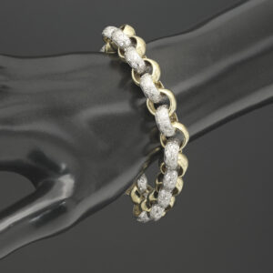 9ct Yellow Gold Gemstone Belcher Bracelet 8&#8243; 12mm