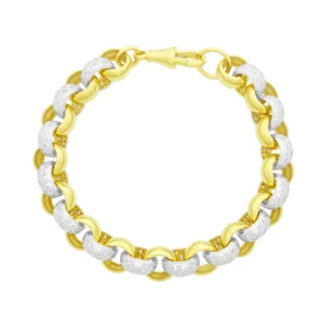 9ct Yellow Gold Gemstone Belcher Bracelet 9″ 12mm