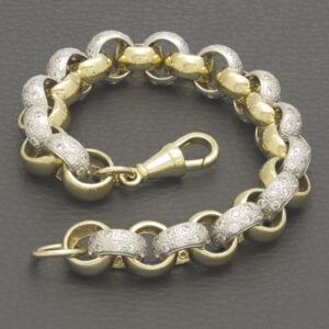 9ct Yellow Gold Gemstone Belcher Bracelet 9&#8243; 12mm