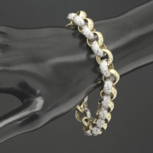 9ct Yellow Gold Gemstone Belcher Bracelet 9&#8243; 12mm