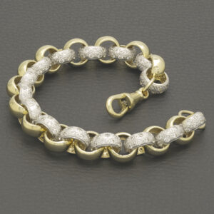 9ct Yellow Gold Gemstone Belcher Bracelet 9&#8243; 12mm