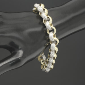 9ct Yellow Gold Gemstone Belcher Bracelet 9&#8243; 12mm