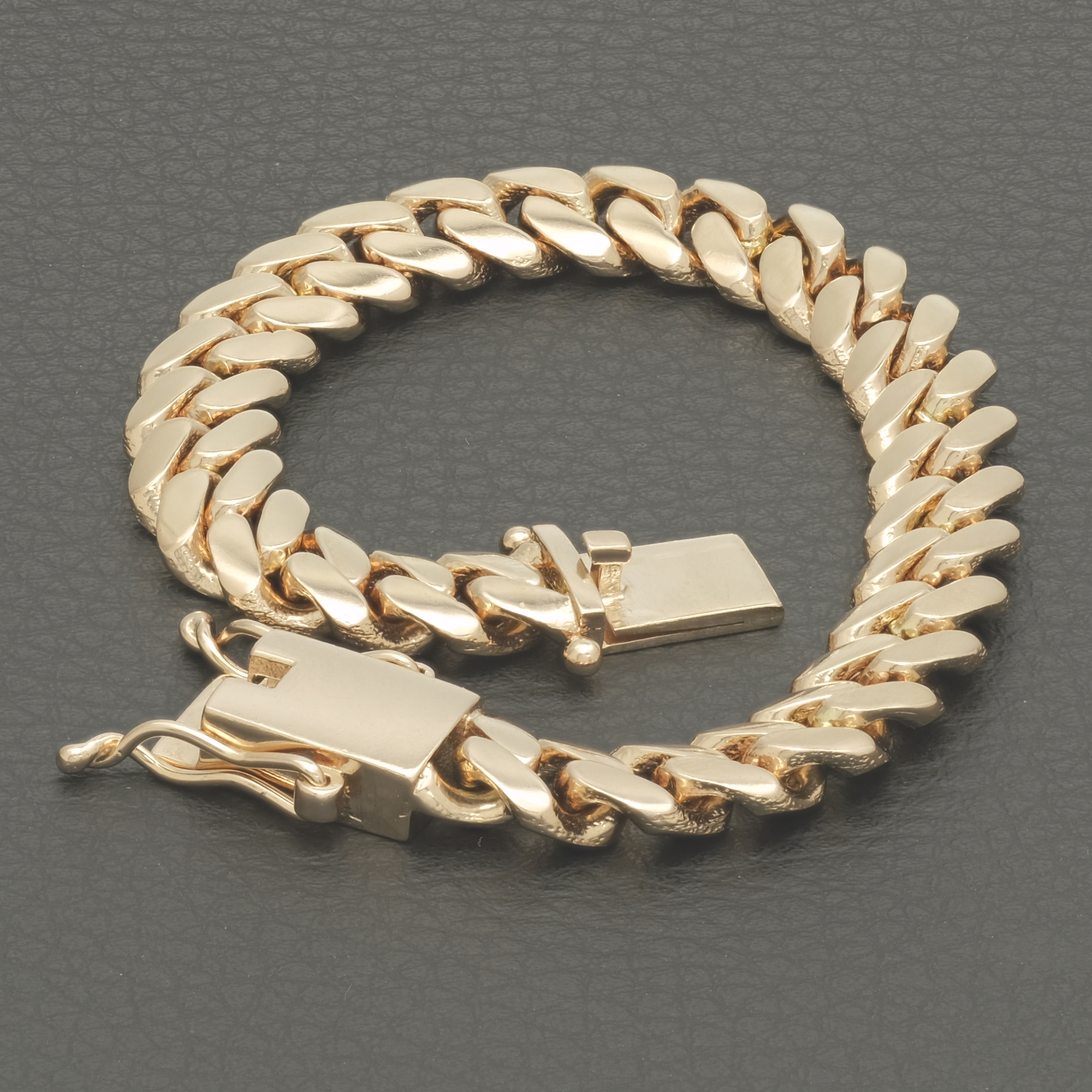 9ct Rose Gold Cuban Bracelet 7.5" 10mm - Image 4