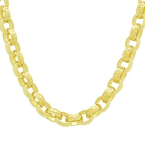 9ct Yellow Gold Patterned Belcher Chain 26&#8243; 8mm