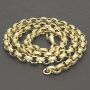 9ct Yellow Gold Patterned Belcher Chain 26&#8243; 8mm