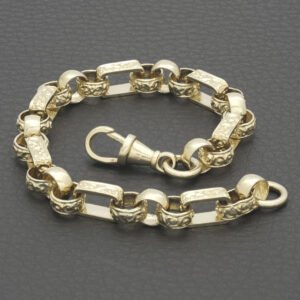 9ct Yellow Gold Gypsy Link Bracelet 7.5″ 7.5mm