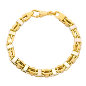 9ct Yellow And White Gold Cage Bracelet 9” 7.5mm