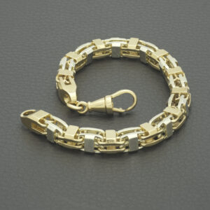 9ct Yellow And White Gold Cage Bracelet 9&#8221; 7.5mm