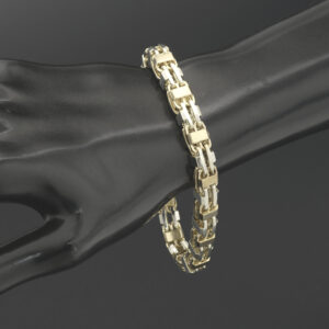 9ct Yellow And White Gold Cage Bracelet 9&#8221; 7.5mm