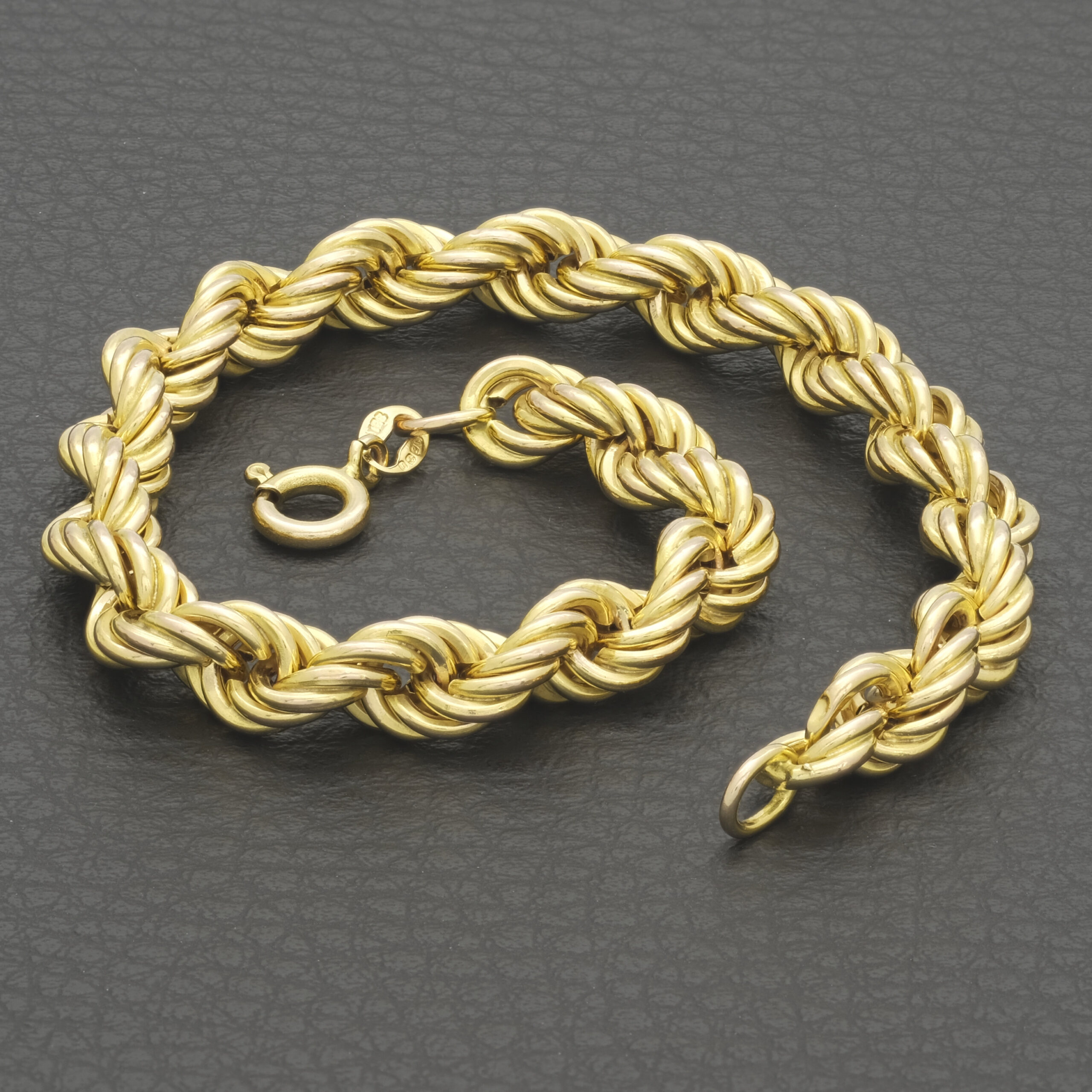 9ct Yellow Gold Rope Bracelet 8" 6.5mm - Image 4