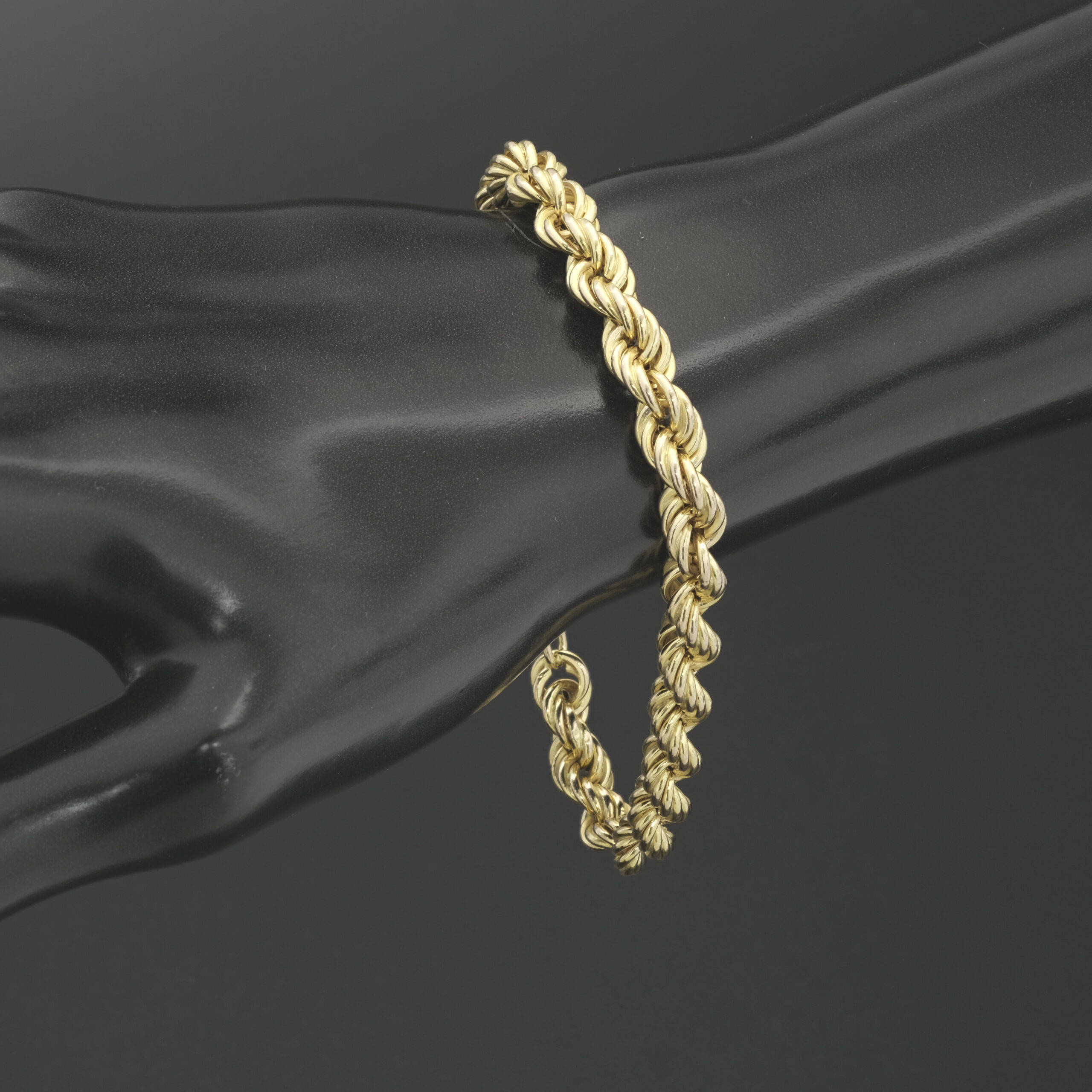 9ct Yellow Gold Rope Bracelet 8" 6.5mm - Image 3