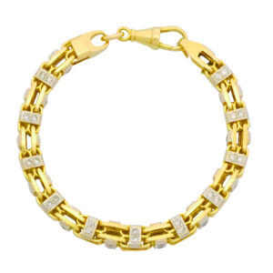 9ct Yellow Gold Gemstone Cage Bracelet 9″ 7.5mm