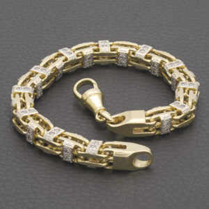 9ct Yellow Gold Gemstone Cage Bracelet 9&#8243; 7.5mm