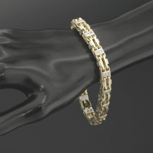 9ct Yellow Gold Gemstone Cage Bracelet 9&#8243; 7.5mm