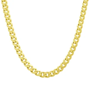 14ct Yellow Gold Gemstone Cuban Chain 15.5″ 6.5mm