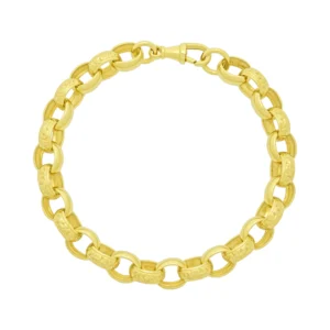 9ct Yellow Gold Patterned Belcher Bracelet 9.5″ 10.5mm