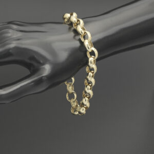 9ct Yellow Gold Patterned Belcher Bracelet 9.5&#8243; 10.5mm