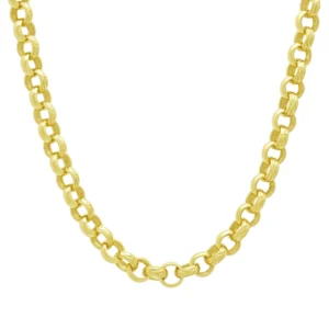 9ct Yellow Gold Patterned Belcher Chain 22.5″ 8mm
