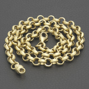 9ct Yellow Gold Patterned Belcher Chain 22.5&#8243; 8mm