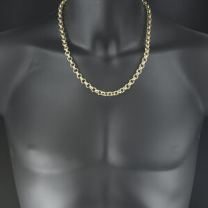 9ct Yellow Gold Patterned Belcher Chain 22.5&#8243; 8mm