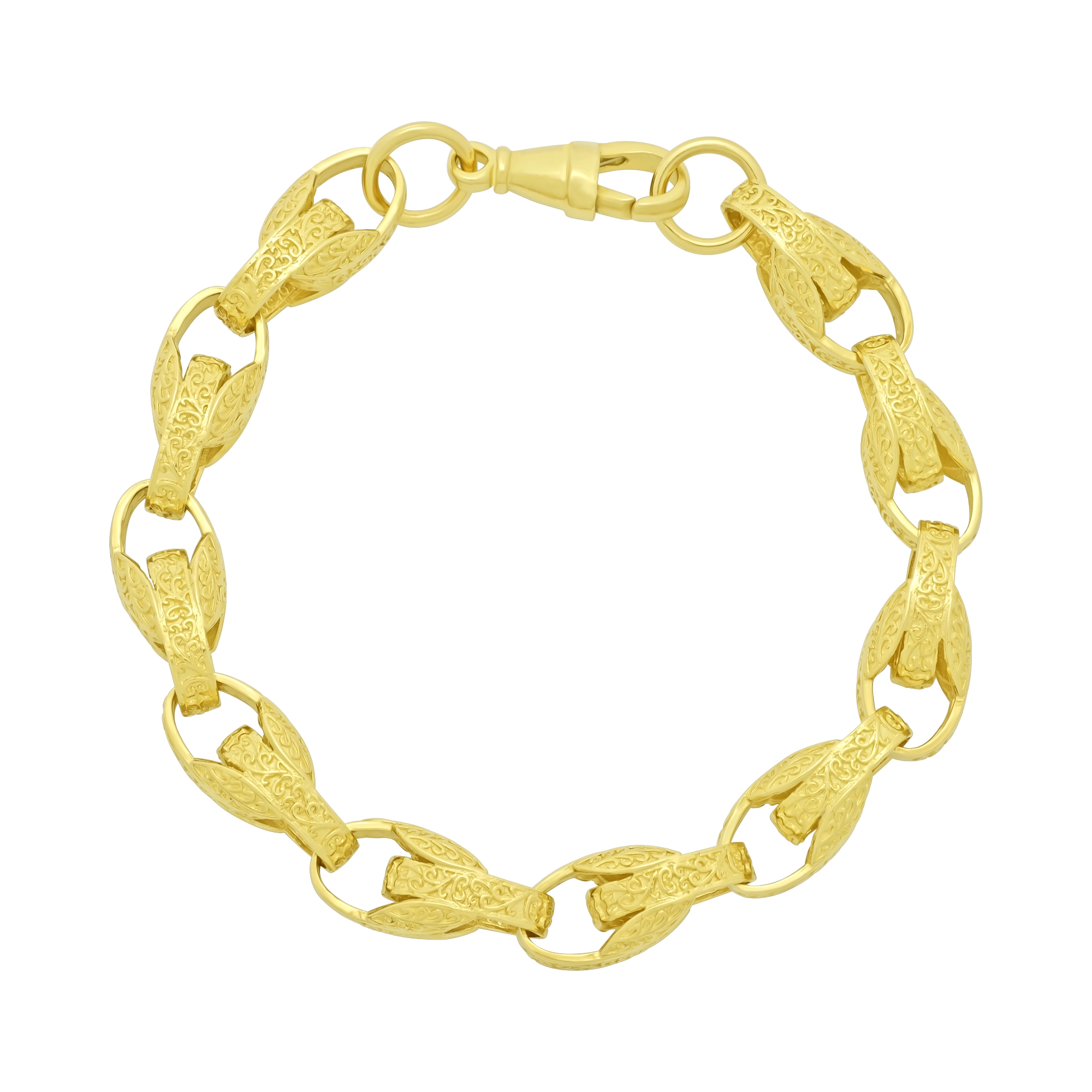9ct Yellow Gold Tulip Bracelet 8.5" 10mm