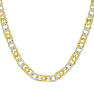 14ct Yellow & White Gold Fancy Figaro Chain 23″ 7.5mm