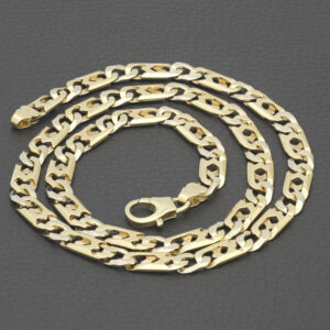 14ct Yellow & White Gold Fancy Figaro Chain 23″ 7.5mm