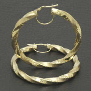 9ct Yellow Gold Twist Hoop Earrings