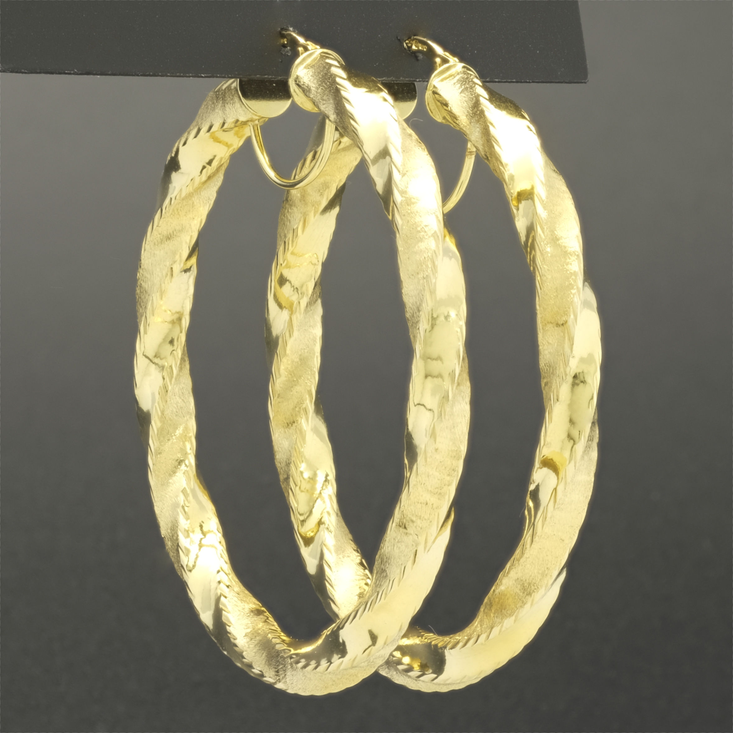 9ct Yellow Gold Twist Hoop Earrings - Image 3