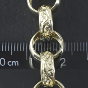 9ct Yellow Gold Patterned Belcher Bracelet 9″ 11.5mm