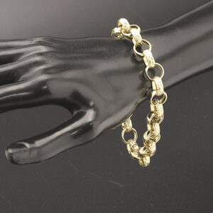 9ct Yellow Gold Patterned Belcher Bracelet 9″ 11.5mm