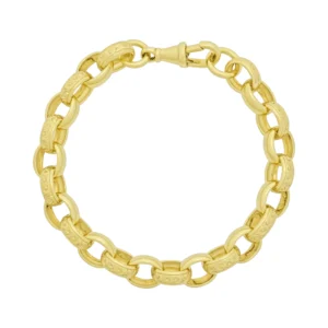 9ct Yellow Gold Patterned Belcher Bracelet 7.5″ 9mm