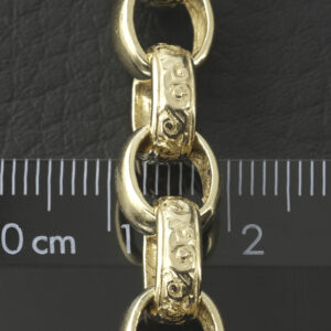 9ct Yellow Gold Patterned Belcher Bracelet 7.5″ 9mm