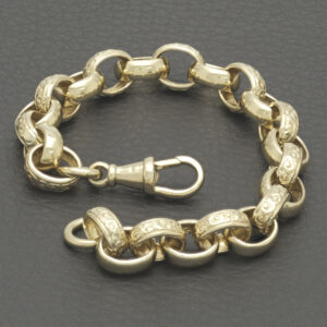 9ct Yellow Gold Patterned Belcher Bracelet 7.5″ 9mm