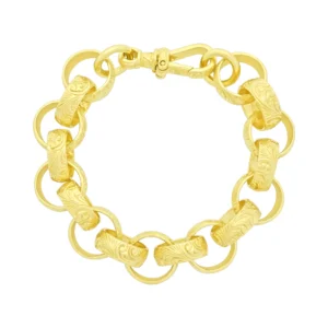 9ct Yellow Gold Patterned Belcher Bracelet 8″ 13.5mm