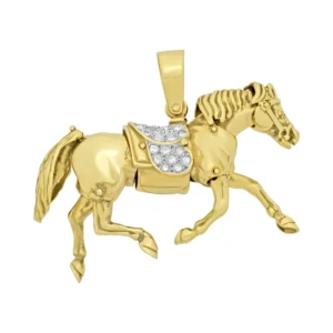 9ct Yellow Gold Gemstone Horse Pendant