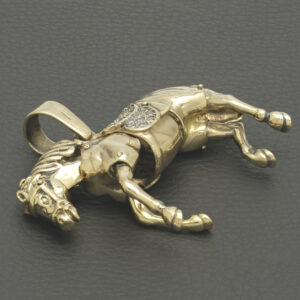 9ct Yellow Gold Gemstone Horse Pendant