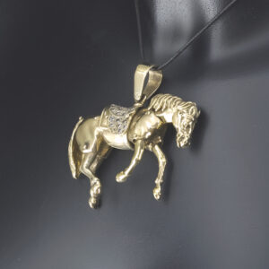 9ct Yellow Gold Gemstone Horse Pendant