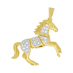 9ct Yellow Gold Gemstone Horse Pendant