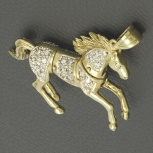 9ct Yellow Gold Gemstone Horse Pendant