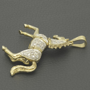 9ct Yellow Gold Gemstone Horse Pendant