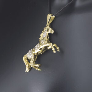 9ct Yellow Gold Gemstone Horse Pendant