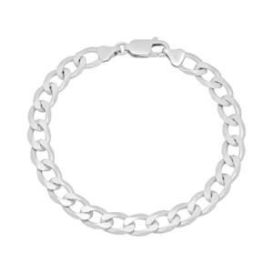 9ct White Gold Curb Bracelet 8.5″ 8mm