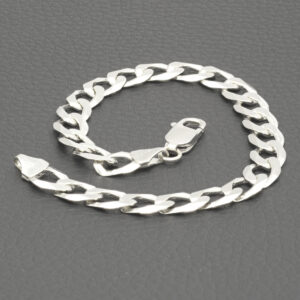 9ct White Gold Curb Bracelet 8.5″ 8mm