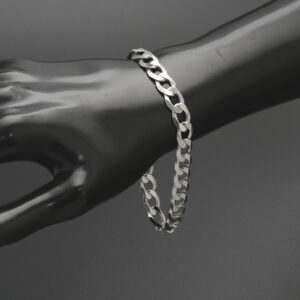 9ct White Gold Curb Bracelet 8.5″ 8mm