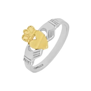 10ct White And Yellow Gold Claddagh Ring