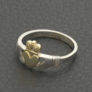 10ct White And Yellow Gold Claddagh Ring